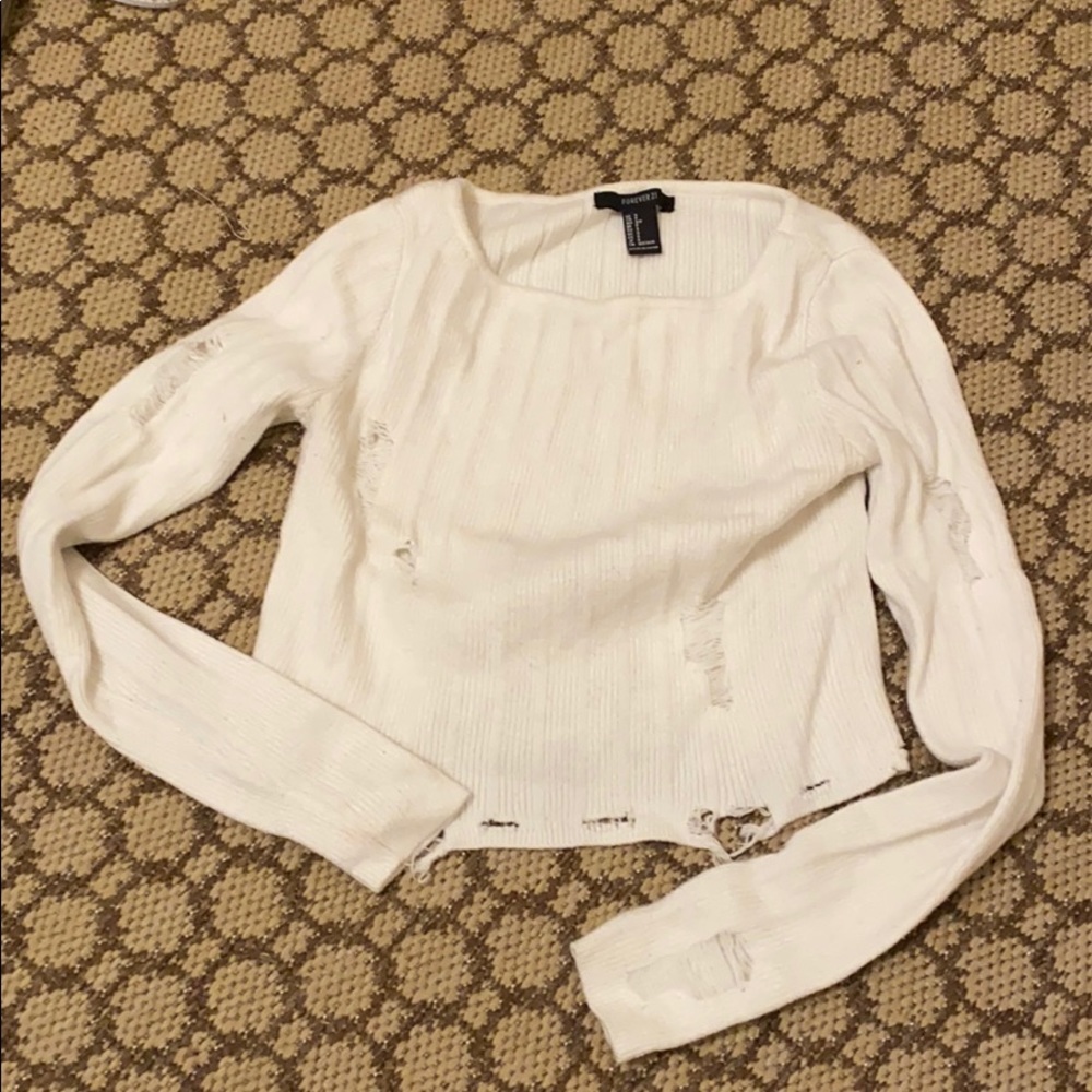 Forever 21 Distressed Crop Sweater